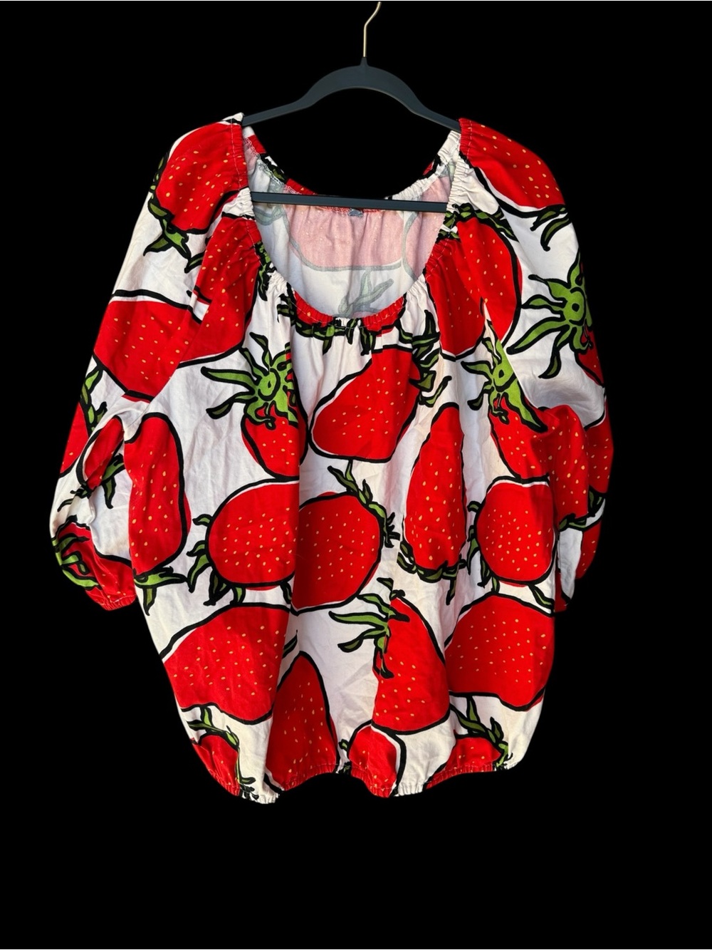 Strawberry Print Peasant Top - Red/White Size 3X - Picture 2 of 5